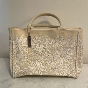 Floral Beige Tote Bag